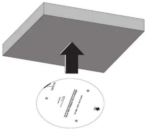 Technical diagram showing a 3D block with an upward arrow and a circular cross-section labeled with technical parameters and directional arrows.