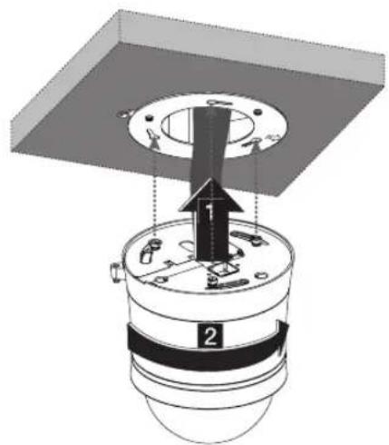 Technical diagram showing a mechanical assembly with labeled parts and directional arrows indicating motion or force.