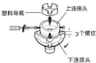塑料导套 上连接头 3个螺纹 下连接头