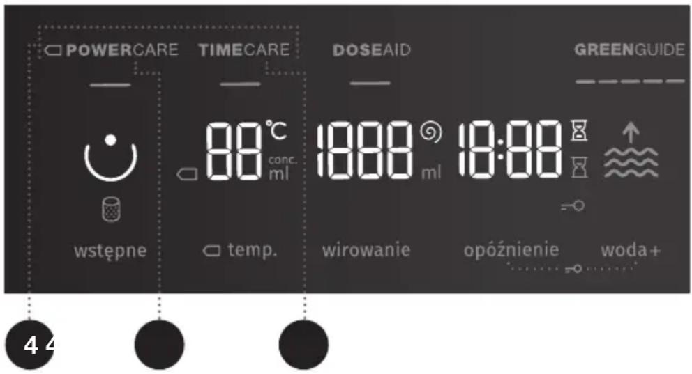 POWERCARE TIMECARE DOSEAID GREENGUIDE wstępne temp. 88°C conc. ml 1888 ml 18:00 wirowanie opóźnienie woda+ 4 4