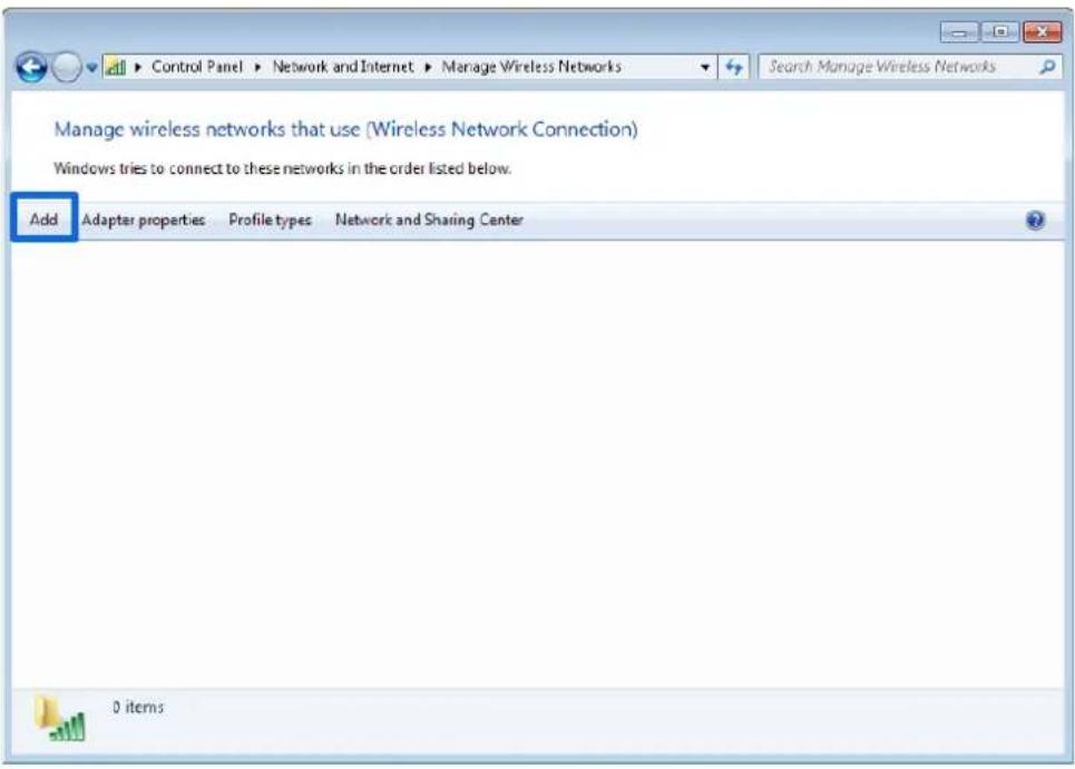 Manage wireless networks that use (Wireless Network Connection) Windows tries to connect to these networks in the order listed below. Add Adapter properties Profile types Network and Sharing Center 0 items