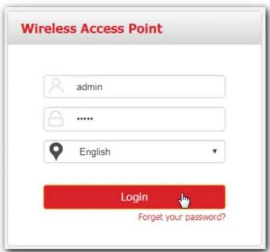 Wireless Access Point admin ...... English Login Forget your password?
