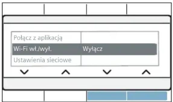 Połącz z aplikacją Wi-Fi wt./wyt. Wyłącz Ustawienia sieciowe