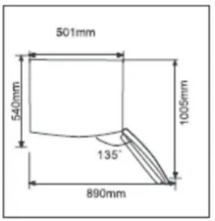 501mm 540mm 1005mm 135° 890mm