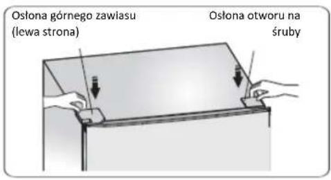 Osłona górnego zawiasu (lewa strona) Osłona otworu na śruby