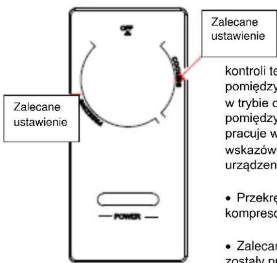 Zalecane ustawienie Zalecane ustawienie kontroli te pomiędzy w trybie o pomiędzy pracuje w wskazów urządzen • Przekrę kompreso • Zalecan zostały pr