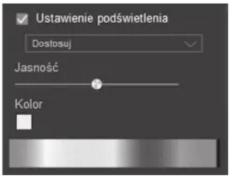 Ustawienie podświetlenia Dostosuj Jasność Kolor