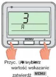 3 R - MENU + Przyc. + wybierz wartość wskazanie zatwierdź MENU.
