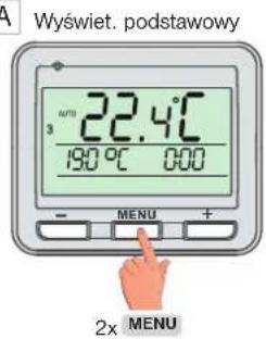 Wyswiet. podstawowy 3 22.4°C 190 °C 0:00 - MENU + 2x MENU