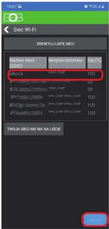 10:37 Siec Wi-Fi ZRESETUJ LISTĘ SIECI Nazwa sieci (SSID) Bezpieczeństwo Sig.(%) ebook WPA_COMP 100 20 EPCMP WPA_COMP 20 PNCMP WPA_COMP WPA_COMP 100 EQSEC WPA_COMP WPA_COMP 100 FMCMP WPA_COMP WPA_COMP 100 TWOJA SIECI NIE MA NA LIŚCIE GATL6.1
