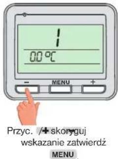 Przyc. /+ skoryguj wskazanie zatwierdź MENU