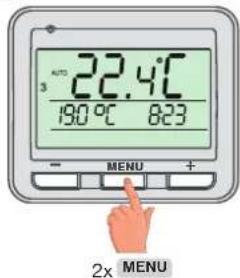 AUTO 3 22.4°C 19.0°C 8:23 MENU + 2x MENU