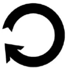 Abstract black circular arrow symbol on white background (no text or symbols)