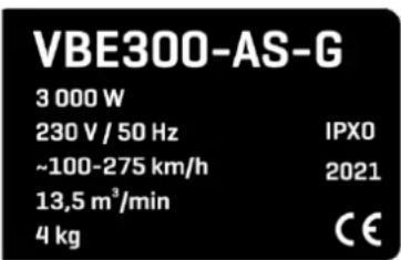 NAC VBE300-AS-G - Inne oznaczenia na maszynie - 2