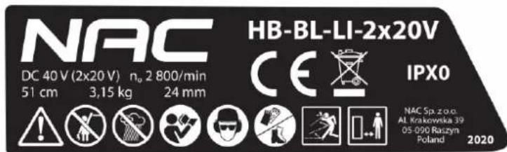 NAC HB-BL-LI-2x20V - Inne oznaczenia na maszynie - 1