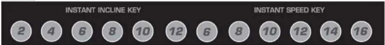 INSTANT INCLINE KEY 2 4 6 8 10 12 6 8 10 12 14 16 INSTANT SPEED KEY