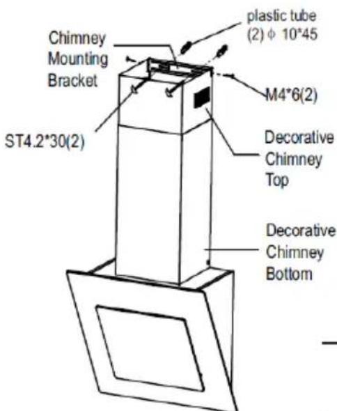 plastic tube (2) φ 10*45 Chimney Mounting Bracket M4*6(2) ST4.2*30(2) Decorative Chimney Top Decorative Chimney Bottom