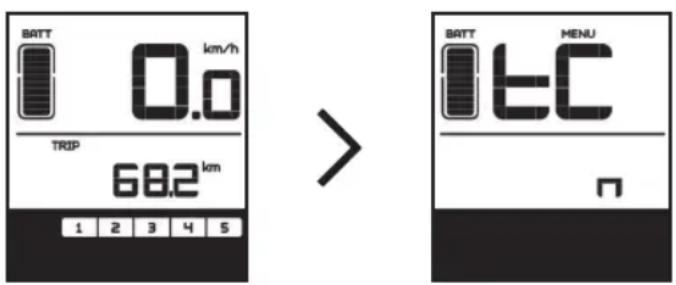 BATT 0.0 km/h TRIP 68.2 km 1 2 3 4 5 BATT MENU 10C 7
