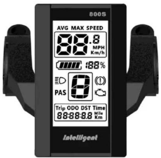 800S AVG MAX SPEED 88.8 MPH Km/h :88% PAS 8 Trip ODO DST Time 88:88:8.8 Mile Km Intelligent