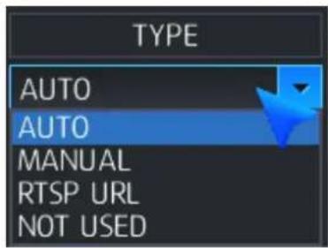 TYPE AUTO AUTO MANUAL RTSP URL NOT USED