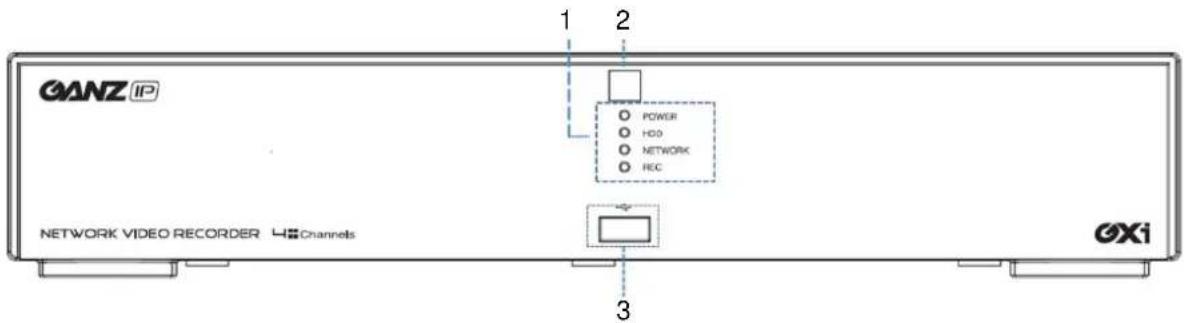 GANZ IP POWER HDD NETWORK REC NETWORK VIDEO RECORDER Channels 3 2 1
