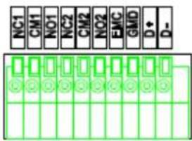 NC1 CM1 NO1 NC2 CM2 NO2 EMC GMD D+ D-