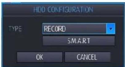 HDD CONFIGURATION TYPE RECORD SMART OK CANCEL