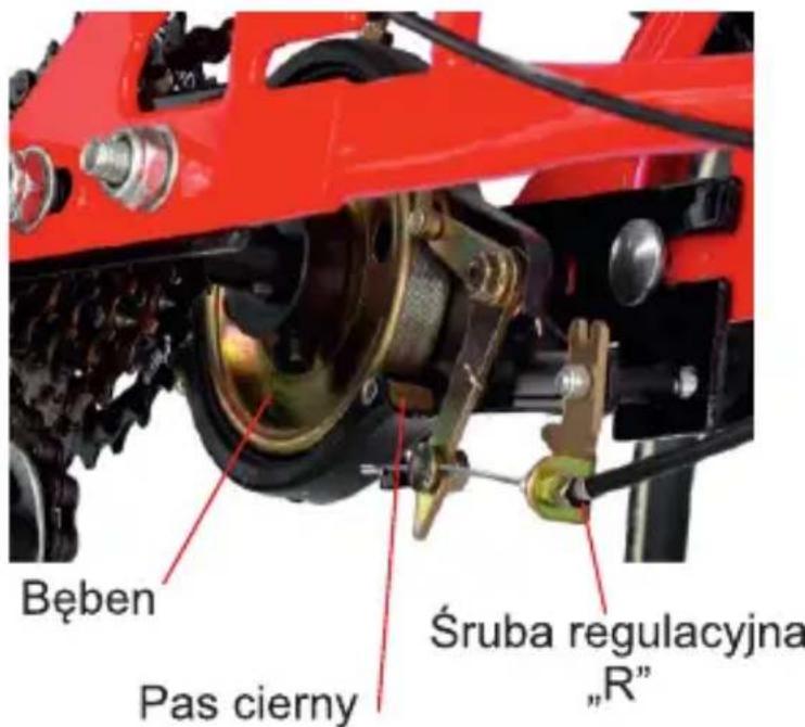 Bęben Pas cierny Śruba regulacyjna „R"