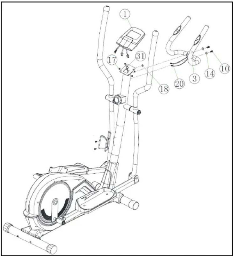 Merach MR-526 - Krok 9. Montaż kierownicy stałej. - 1