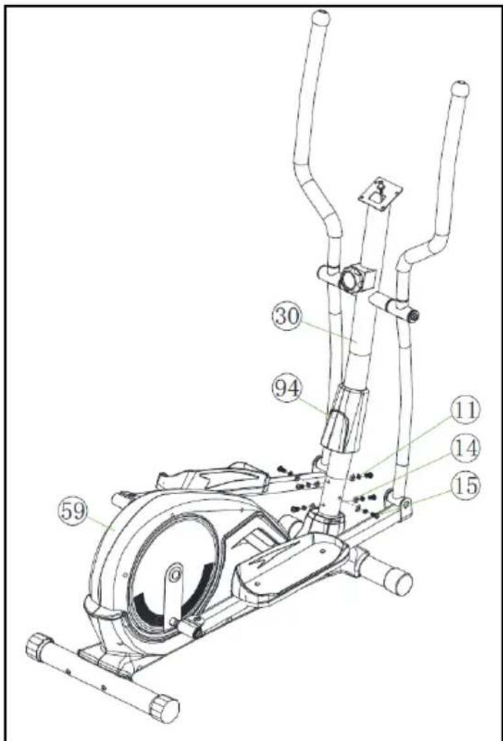 Merach MR-526 - Krok 7. Unieruchomienie kolumny kierownicy. - 1