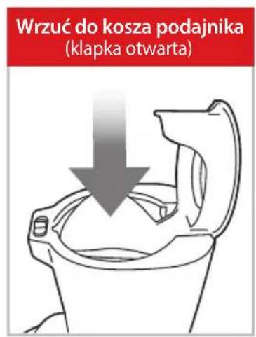 Wrzuć do kosza podajnika (klapka otwarta)
