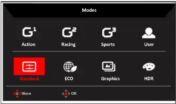 ACER Nitro VG271P - Przycisk skrótu1 (domyślnie: Tryb Standard (Standardowy)) - 1