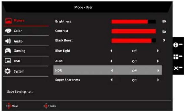 ACER Nitro VG271P - Funkcja HDR - 2