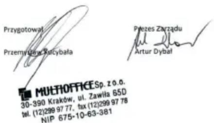 Przygotował Przemytuwa: Rucybała Priezes Zarządu Artur Dybał 30-390 Kraków, ul. Zawila 65D tel. (12)299 97 77, fax (12)299 97 78 NIP 675-10-63-381