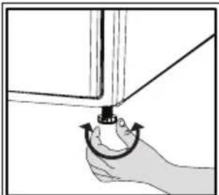 Hand holding a mechanical component with a curved arrow indicating rotation (no text or symbols)