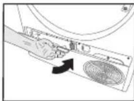 Diagram of a device interior showing a fan blade and internal components (no text or symbols)