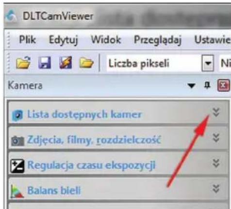 DLTCamViewer Plik Edytuj Widok Przeglądaj Ustawie Liczba pikseli Ni Kamera Lista dostępnych kamer Zdjęcia, filmy, rozdzielczość Regulacja czasu ekspozycji Balans bieli