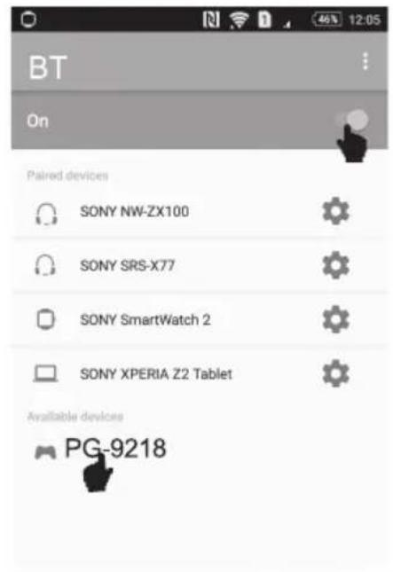 BT On Paired devices SONY NW-ZX100 SONY SRS-X77 SONY SmartWatch 2 SONY XPERIA Z2 Tablet Available devices PG-9218