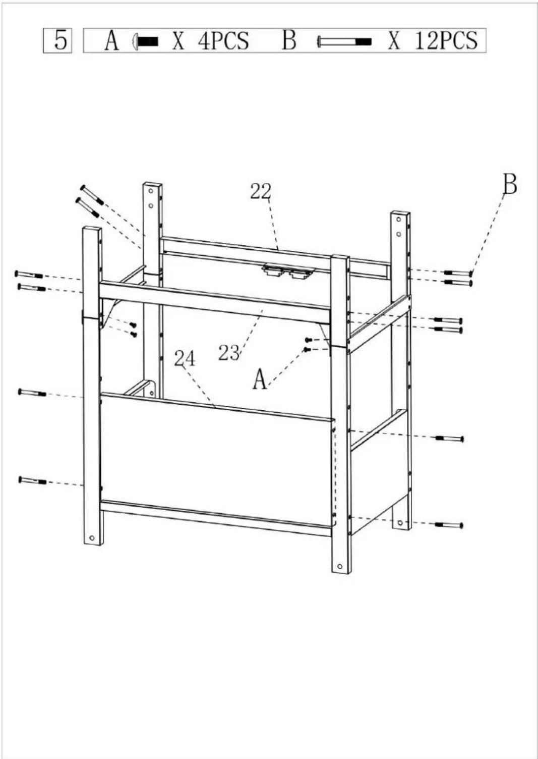 5 A X 4PCS B X 12PCS 22 24 23 A B