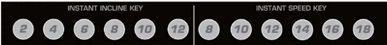 INSTANT INCLINE KEY 2 4 6 8 10 12 8 10 12 14 16 18 INSTANT SPEED KEY