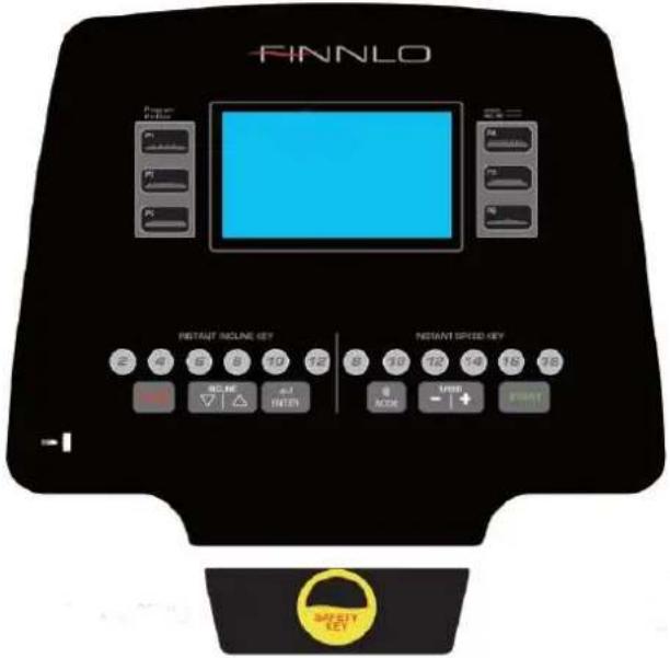 FINNLO Instant incline key 2 4 6 8 10 12 14 16 18 RCC ME +/- R-1 RATER 8 MOR LIFE + - FRONT SAVETY KEY