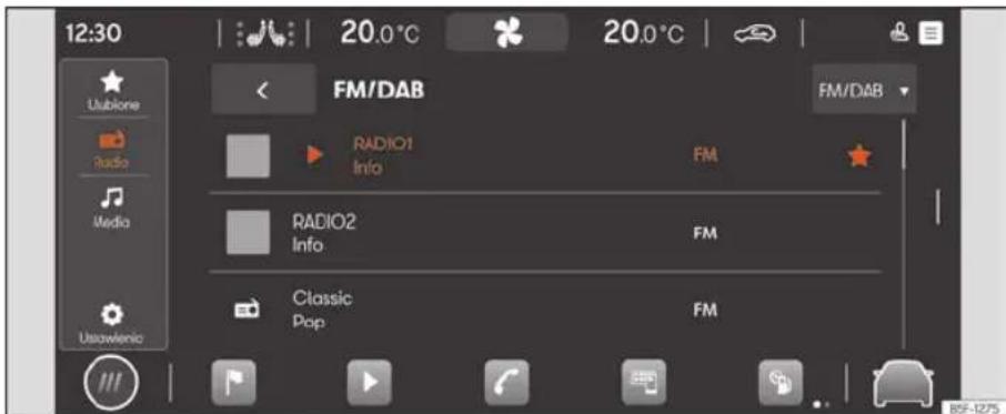 12:30 Uublone Radio Media Ustawlenio 20.0°C 20.0°C FM/DAB FM/DAB RADIO1 Info FM RADIO2 Info FM Classic Pop FM 8F-1275