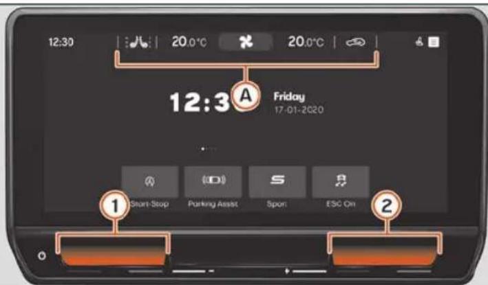 12:30 20.0°C 20.0°C 12:3 Friday 17-01-2020 ① Start-Stop (P) Parking Assist S Sport ESC On ②