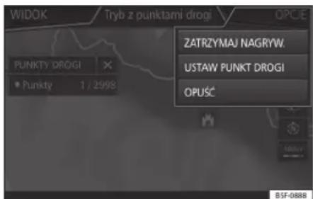 WIDOK Tryb z punktami drogi OPCE PUNKTY DROGI ✗ • Punkty 1 / 2998 ZATRZYMAJ NAGRYW. USTAW PUNKT DROGI OPUŚĆ B5F-0888