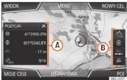 WIDOK MENU NOWY CEL POZYCJA 41°2930.0'N 001°5340.8"E - 17 m 9/16 A B MOJE CELE USTAWIENIA POI BRS-0157