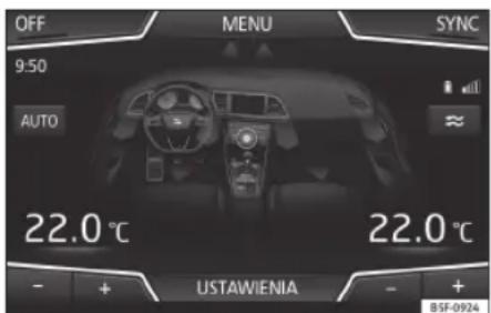 OFF MENU SYNC 9:50 AUTO 22.0 °C 22.0 °C USTAWIENIA + + + + BSF-0924