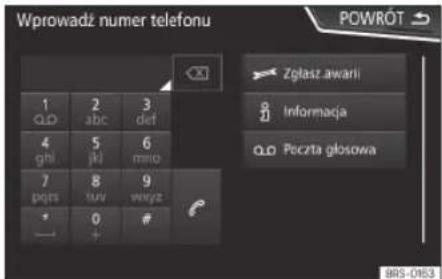 Wprowadź numer telefonu POWRÓT 1 abc 3 det 4 ghi 5 jk 6 mino 7 pqjs 8 tuv 9 wxyz * 0 + # Zgłasz.awarii Informacja Poczta głosowa GPS-0163