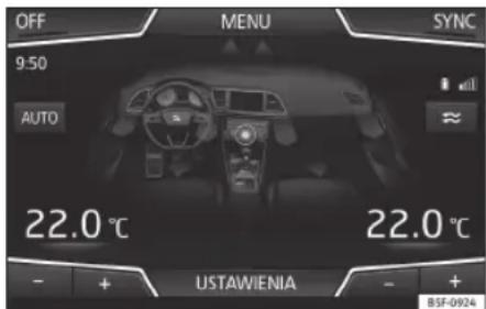 OFF MENU SYNC 9:50 AUTO 22.0 °C 22.0 °C USTAWIENIA + + + BSF-0924