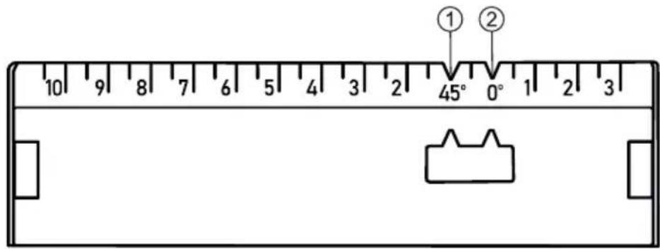 10 9 8 7 6 5 4 3 2 1 2 3 45° 0° ① ②