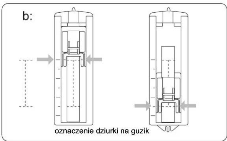 b: oznaczenie dziurki na guzik